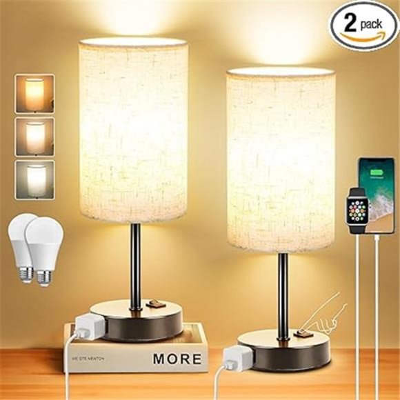 Table Lamp Bedside Lamps for Bedroom, Table Lamps Set of 2 Lamp for Bedrooms Set - Picture 1 of 6